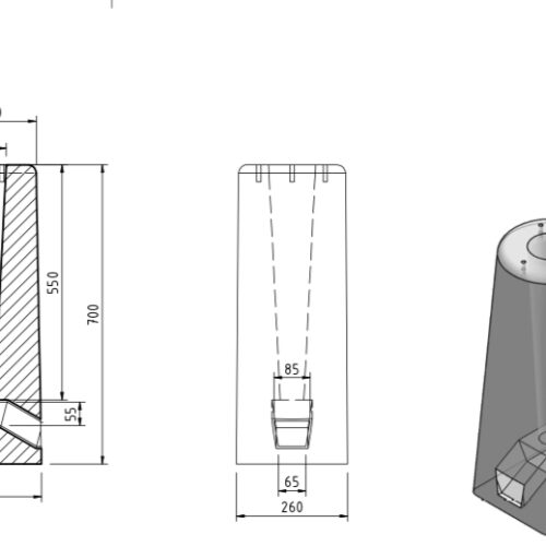 Betonfundament klein auf Pfosten
