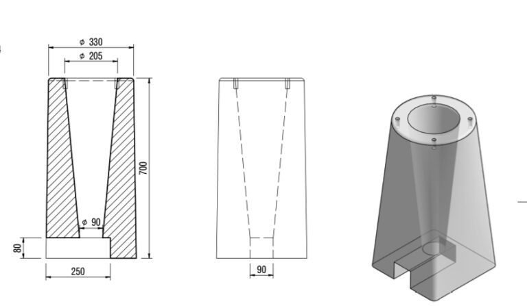 Betonfundament Groß für Mast